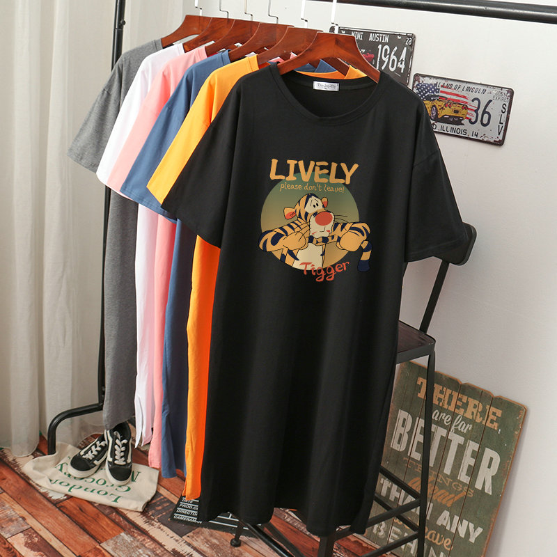 เดรสสไตล์เสื้อยืด S-3XL(อกเสื้อยืด 43- 51 นิ้ว)ใส่สบายๆอยู่บ้าน ใส่นอน