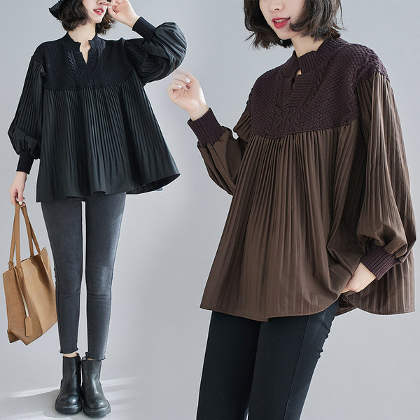 เสื้อทีเชิ้ตคนอ้วนผู้หญิงสไตล์คอตตอนลินินมีไซต์อก 47-48 นิ้ว