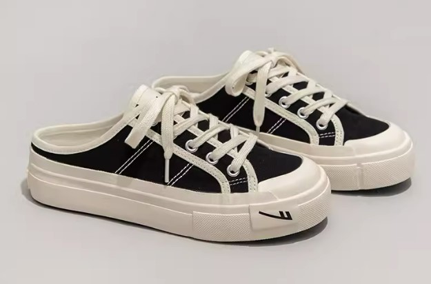รองเท้าผ้าใบผู้หญิงแบบเปิดส้น รองเท้าผ้าใบเปิดส้น ใส่เที่ยวแบบน่ารักๆ รองเท้าวัยรุ่น สวย ๆ 693021