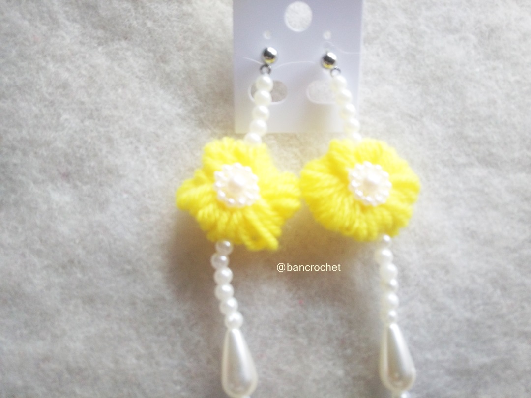 Bancrochet ต่างหูถักโครเชต์ crochet earrings หลากสี 4-6 นิ้ว