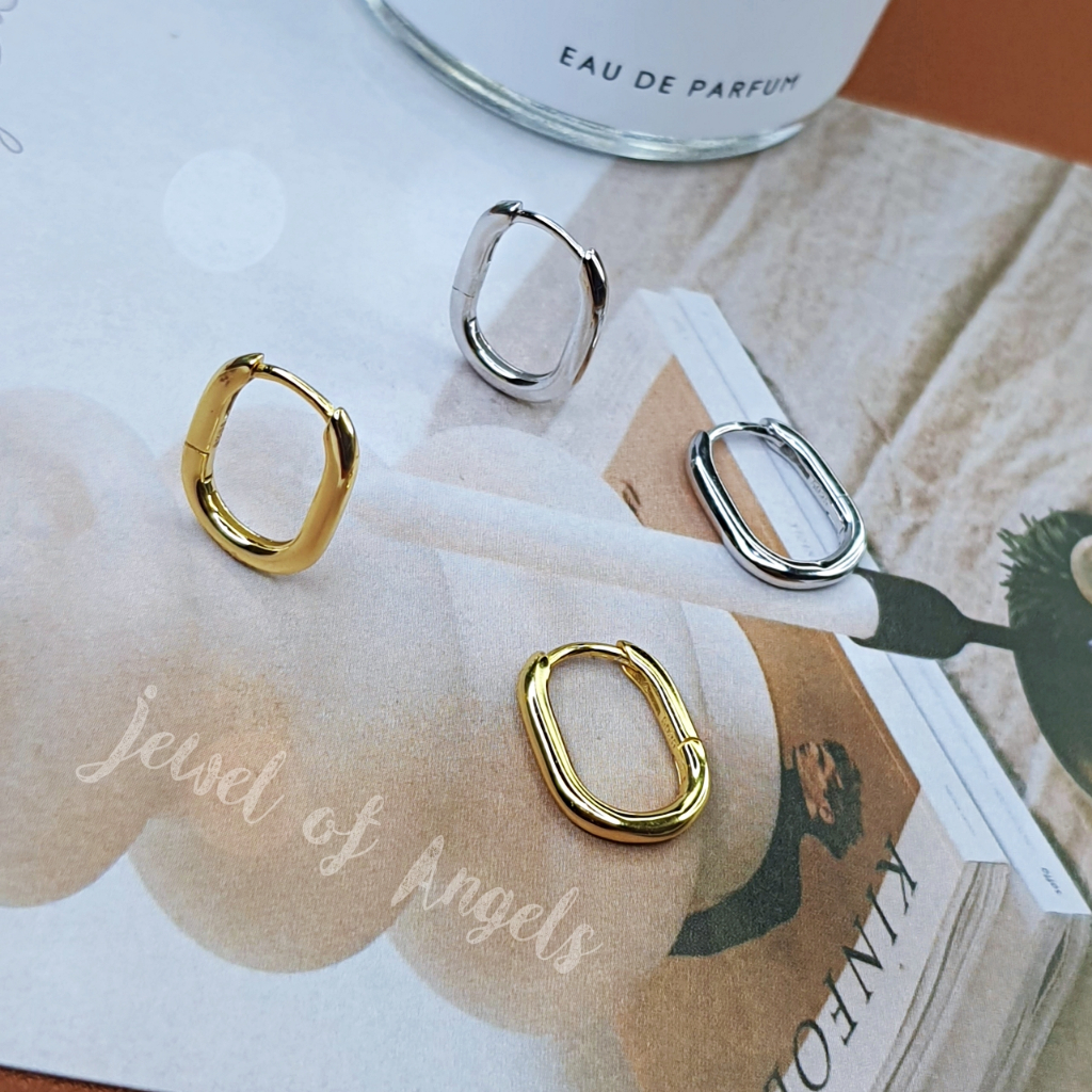 ต่างหูเงินแท้ S925 ต่างหูห่วงตัวยู รุ่น Sunset สีทอง สีเงิน มินิมอล เงินแท้ทั้งชิ้น silver925