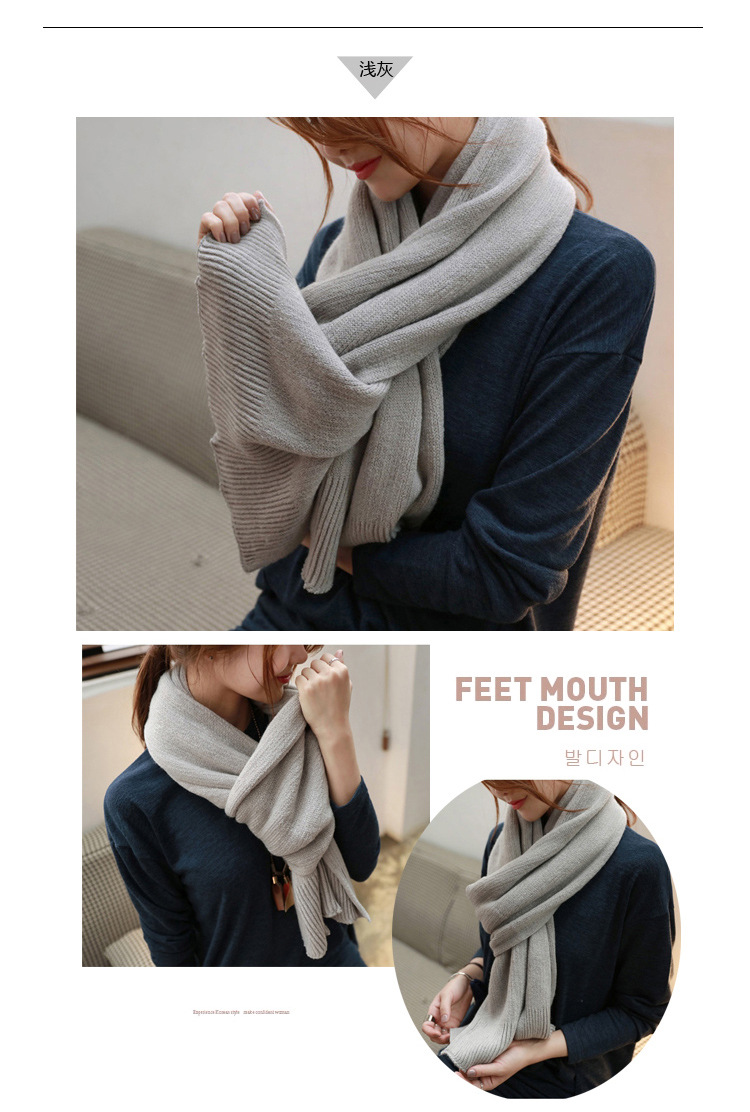 สีเทาอ่อน ผ้าพันคอไหมพรม เกาหลี เนื้อนุ่มมาก สาวๆที่กลัวคันรุ่นนี้เลยจ้า เนื้อดีค่ะ เทาอ่อน