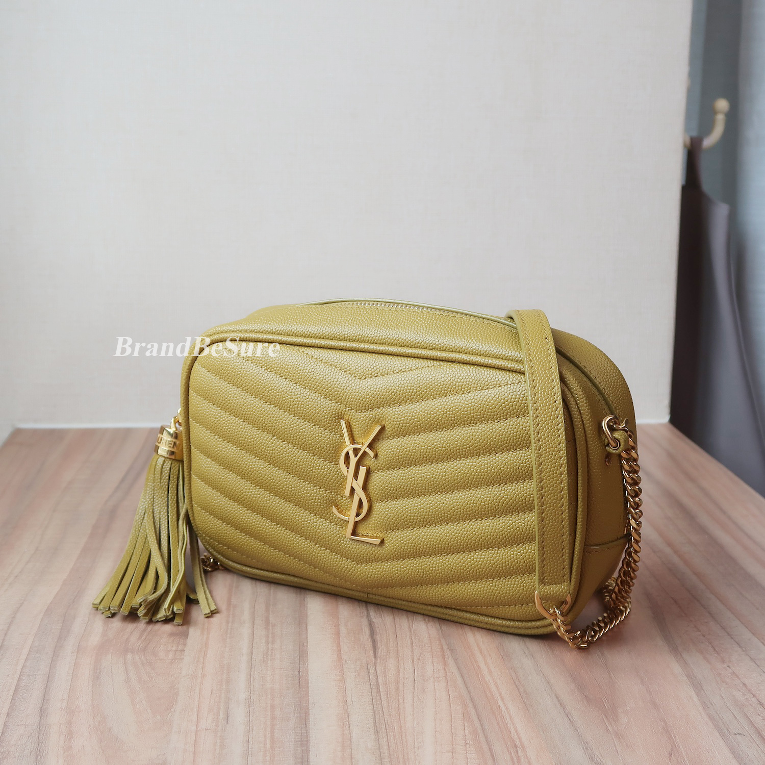 Saint Laurent Light Chatreuse Grain De Poudre Matelasse Mini Lou Camera GHW
