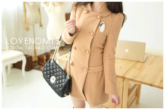 LADY COAT เสื้อโค้ทกันหนาว ทรงหวานๆ สไตล์เกาหลี พร้อมส่ง CAMEL