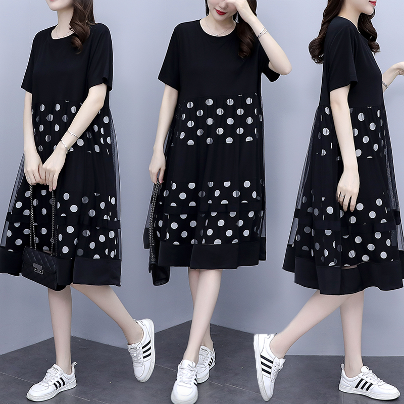 เดรสแขนสั้น มีไซส์ L-5XLอก 38-48 นิ้ว ใส่ได้ทั้งสาวหุ่นดีน่ารักจนถึงสาวอวบพลัสไซส์