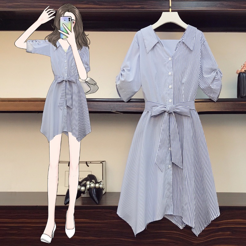 เดรสแขนสั้น มีไซส์ L-4XLอก 38-47 นิ้ว ใส่ได้ทั้งสาวหุ่นดีน่ารักจนถึงสาวอวบพลัสไซส์
