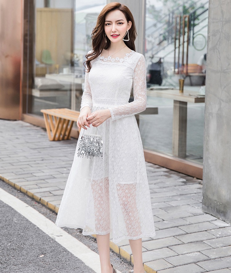 Dress4608 เดรสยาวลูกไม้แขนยาวทรงสวย ซิปข้าง มีซับในอย่างดีทั้งชุด ผ้าลูกไม้เกรดพรีเมียมเนื้อดีลายสวยเนื้อหนามีน้ำหนัก งานสวยเรียบหรูเหมือนราคาหลักพัน ใส่ออกงานได้ มี 2 สี ขาว, ดำ