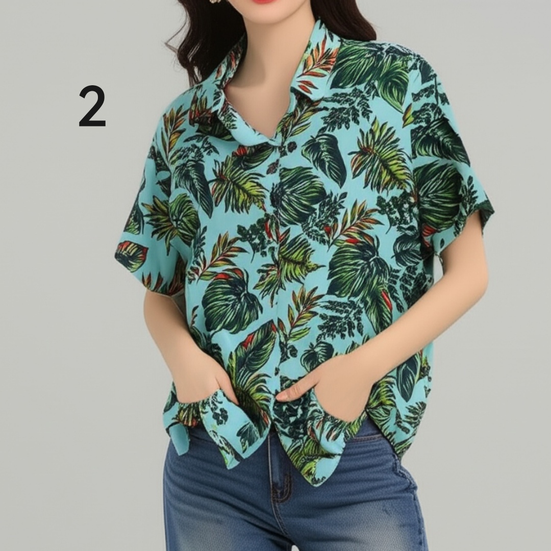 🌺 Blouse3747 เสื้อฮาวายสไตล์เกาหลี ใส่ชิลล์ เท่ได้ทุกวัน เสื้อเชิ้ตลายดอกไม้ผ้าสปันเนื้อนิ่มใส่สบาย