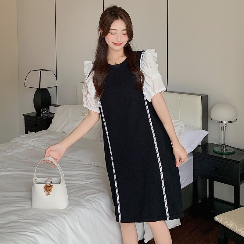 เดรสแขนสั้น มีไซส์ L-4XLอก 38-47 นิ้ว ใส่ได้ทั้งสาวหุ่นดีน่ารักจนถึงสาวอวบพลัสไซส์