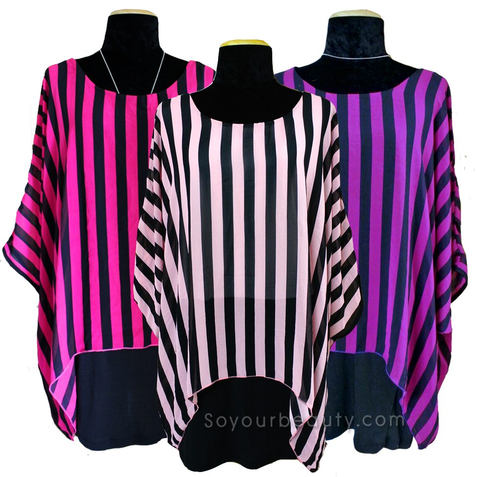 เสื้อผ้าคนอ้วน ชุดเดรสลายริ้วไซส์ใหญ่