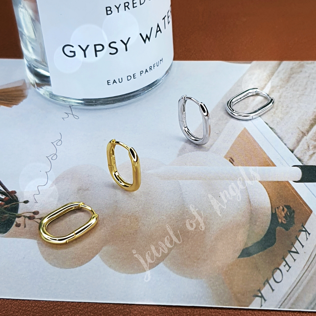 ต่างหูเงินแท้ S925 ต่างหูห่วงตัวยู รุ่น Sunset สีทอง สีเงิน มินิมอล เงินแท้ทั้งชิ้น silver925