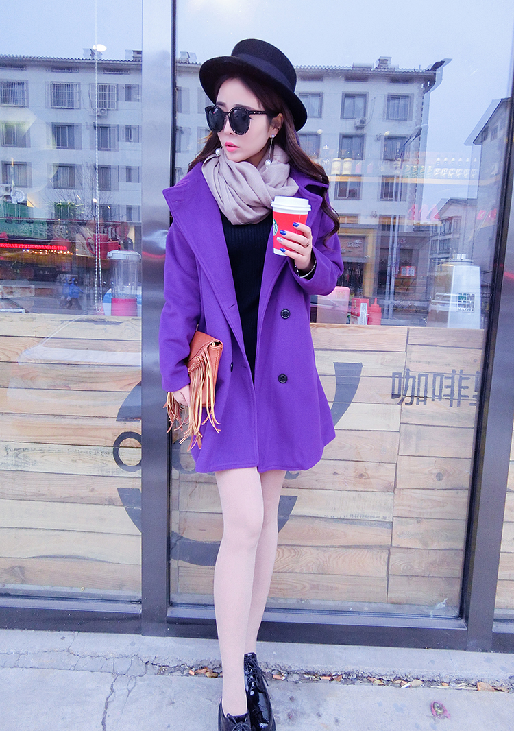 เสื้อโค้ทกันหนาว สีม่วง สีแรง ใส่ออกมาถ่ายรูปขับผิวมากๆ ผ้า วูลผสมสำลี พร้อมบุซับในกันลม พร้อมส่งเลยจ้าา ม่วง ตามภาพสินค้าจริง