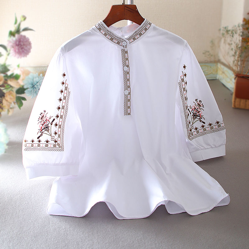 เสื้อลินิน เสื้อผ้าฝ้ายลินิน เสื้อเชิ้ตผ้าลินิน ปักลายสวยๆด้วยด้าย สไตล์VINTAGE