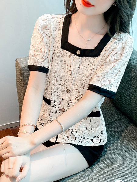 เสื้อลูกไม้ แขนสั้น