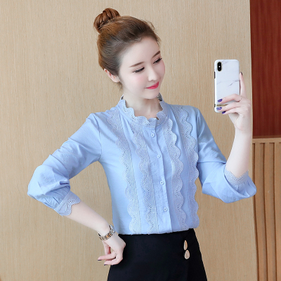 เสื้อเชิ้ตแขนยาวแต่งลูกไม้ เสื้อเชิ้ตทำงาน