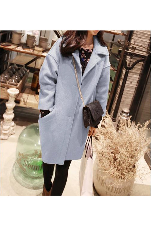 เสื้อโค้ทกันหนาว ทรงยาว เก๋ๆ ไม่เหมือนใคร ผ้าวูลบุซับในเนื้อนุ่ม พร้อมส่ง สีเหลืองหม่น ตามภาพเลย