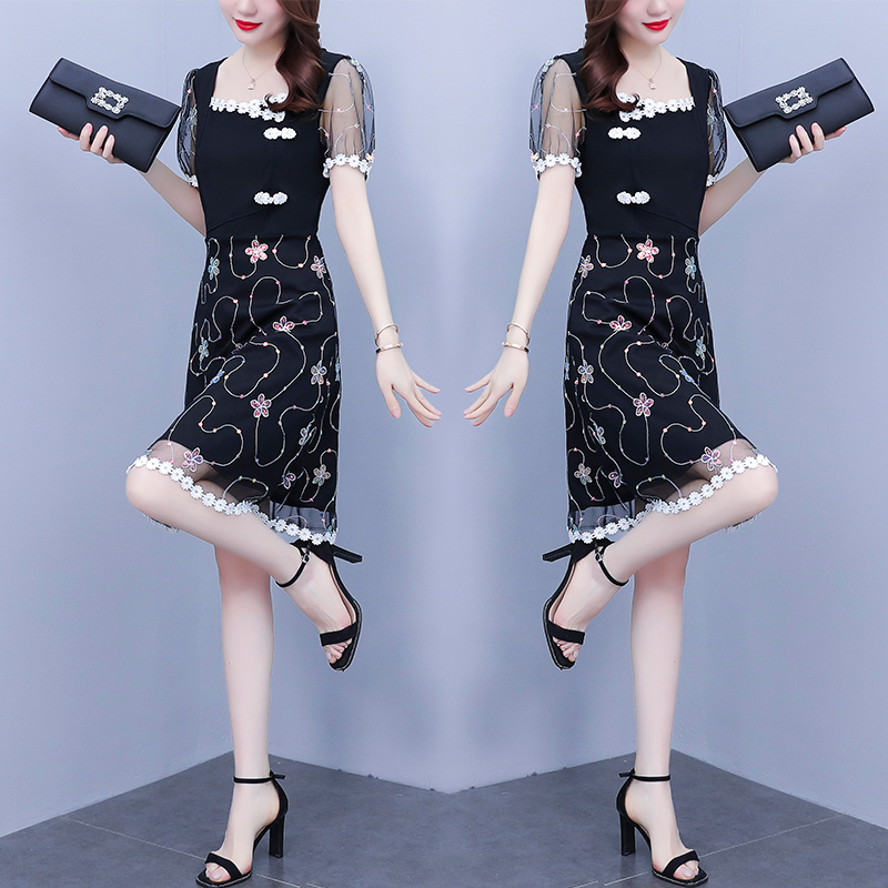 เดรสแขนสั้น มีไซส์ L-5XLอก 38-48 นิ้ว ใส่ได้ทั้งสาวหุ่นดีน่ารักจนถึงสาวอวบพลัสไซส์