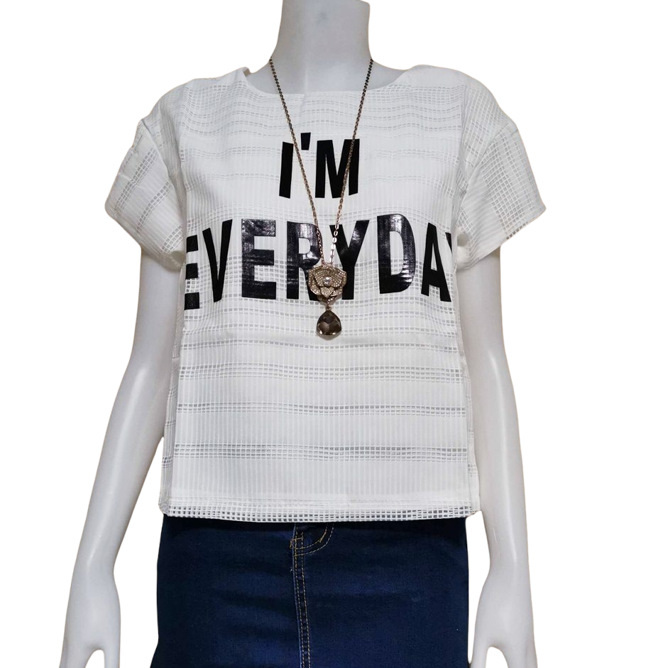 Blouse3774 เสื้อแฟชั่นสีขาวพิมพ์ลายตัวอักษร งานน่ารัก แมทช์กับอะไรก็เข้า