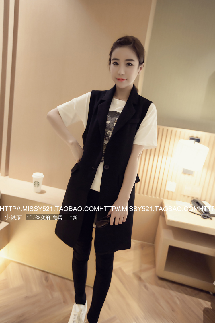 เสื้อคลุมแฟชั่นแขนกุด ตัวยาว เกาหลีมากๆ เรียกได้ว่างานดีแบบเก๋จ้า พร้อมส่งเลยน๊าา ดำ