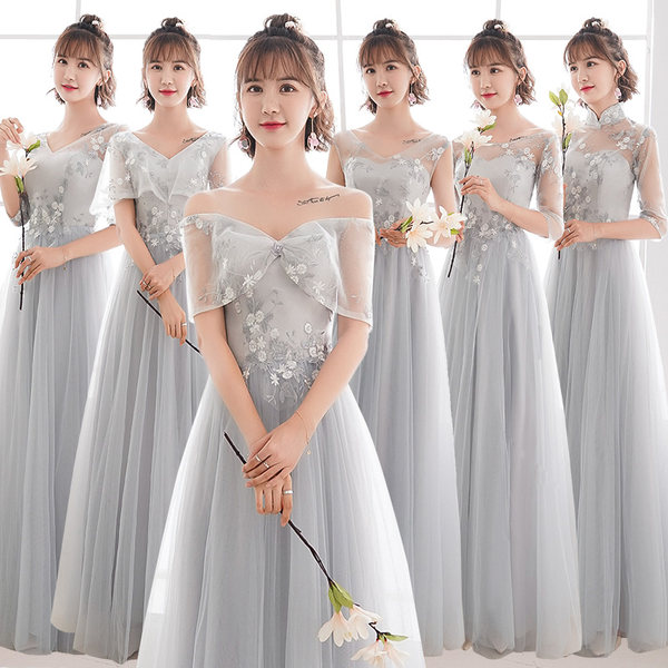 ชุดเพื่อนเจ้าสาว ชุดไปงานแต่งงาน ชุดเพื่อนเจ้าสาวสีเทา