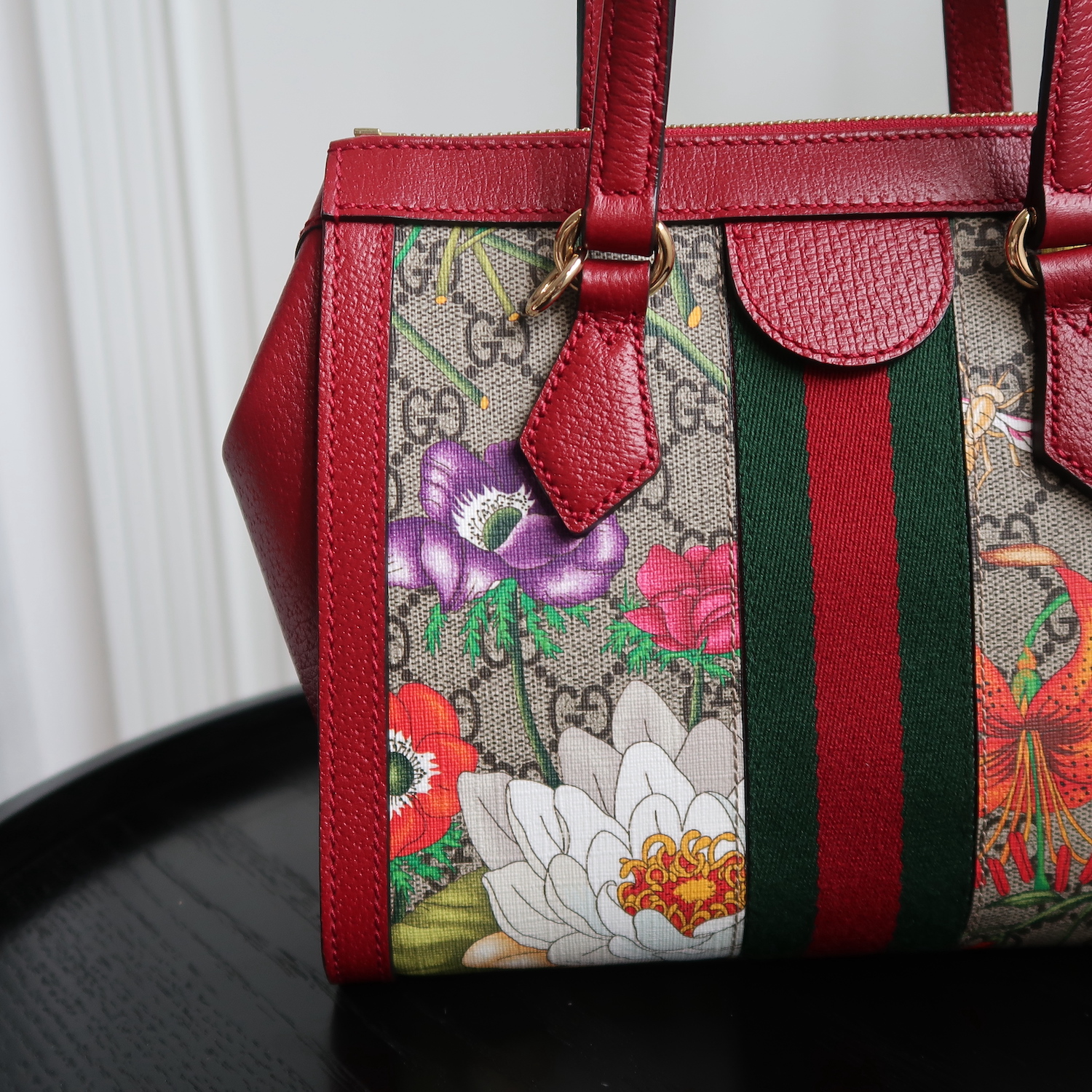 Gucci Red GG Flora Ophidia Small Tote