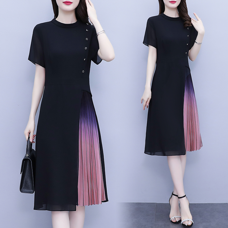 เดรสแขนสั้น มีไซส์ L-5XLอก 38-48 นิ้ว ใส่ได้ทั้งสาวหุ่นดีน่ารักจนถึงสาวอวบพลัสไซส์
