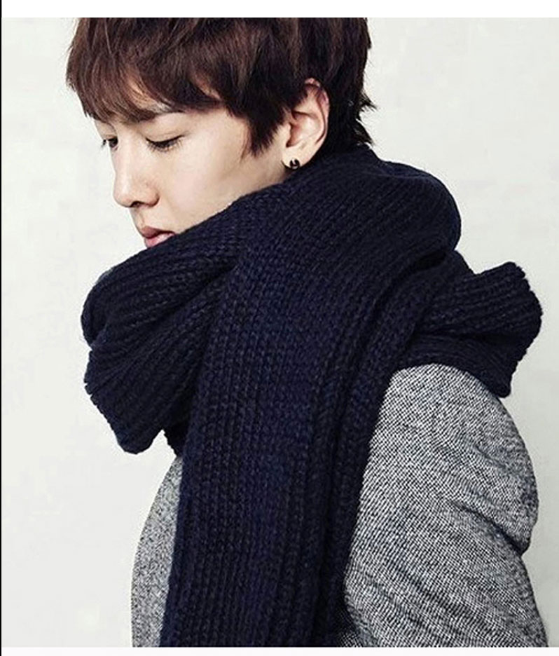 ผ้าพันคอไหมพรม เกาหลี สีดำ มิกกับชุดไหนก็สวย ใส่ได้ทั้งผู้ชายและผู้หญิง พร้อมส่ง