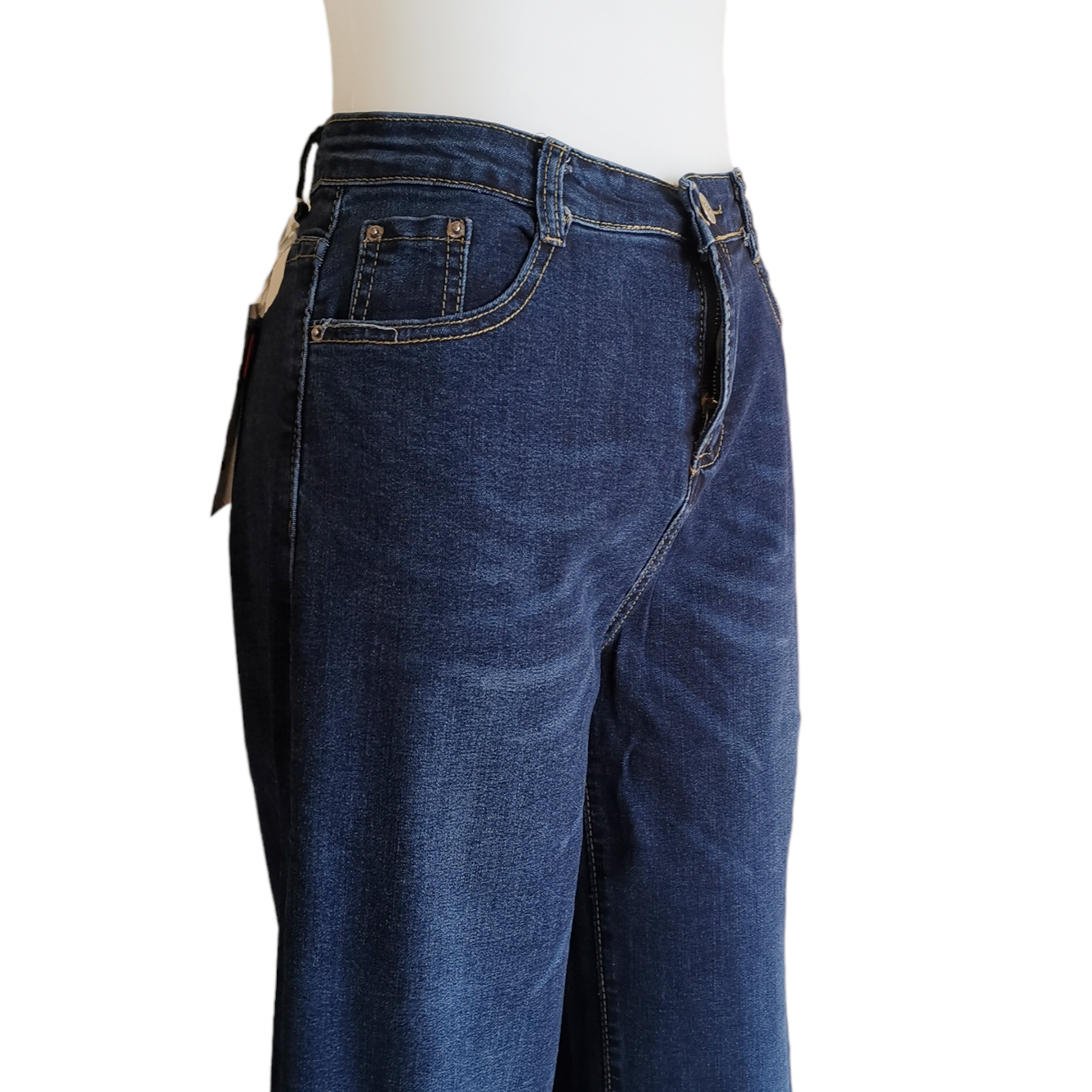 Jeans348 กางเกงยีนส์ขายาวทรงขากระบอกใหญ่เอวสูงสียีนส์เข้ม แฟชั่นนำเข้าเกรดพรีเมียม ผ้ายีนส์แท้เนื้อนุ่มน่าใส่ทรงสวยงานดี แมทช์กับอะไรก็เข้า
