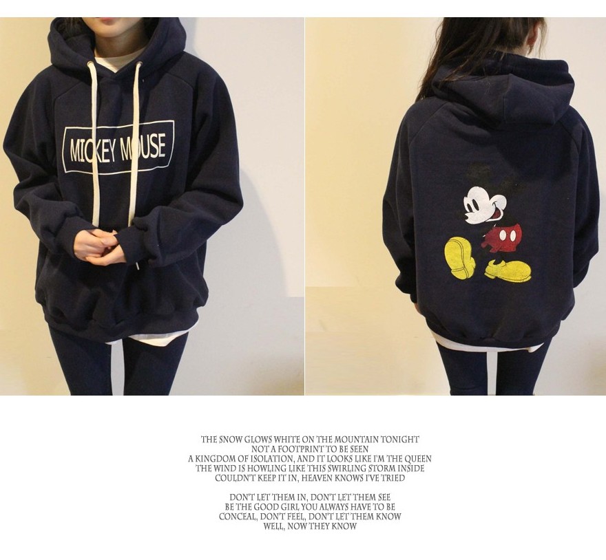เสื้อกันหนาวฮู้ดดี้ Mickey Mouse มิกกี้เมาส์ สีกรมท่า แฟชั่นเกาหลี น่ารักมากจ้า พร้อมส่ง กรมท่า