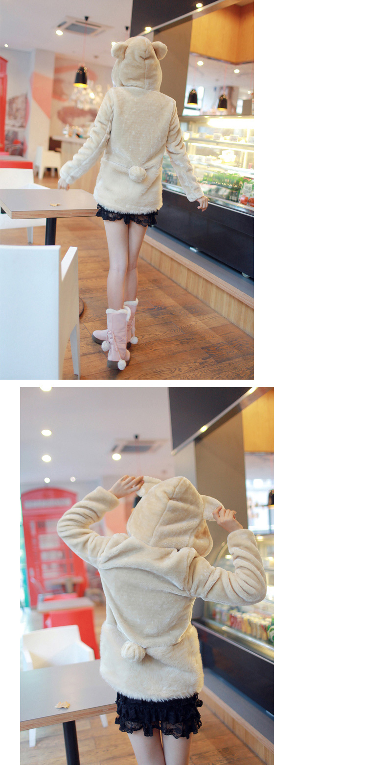 พร้อมส่ง - เสื้อกันหนาวฮู้ดดี้ หมีขนฟู มีหาง น่ารัก เหมือนแบบเป๊ะๆ