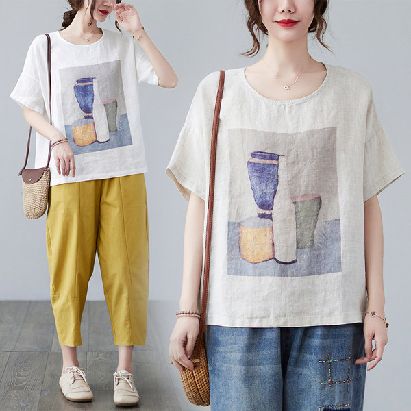 เสื้อยืดคนอ้วน สไตล์ญี่ปุ่น เสื้อยืดคนอ้วนผู้หญิง เสื้อทีเชิ้ตตัวใหญ่