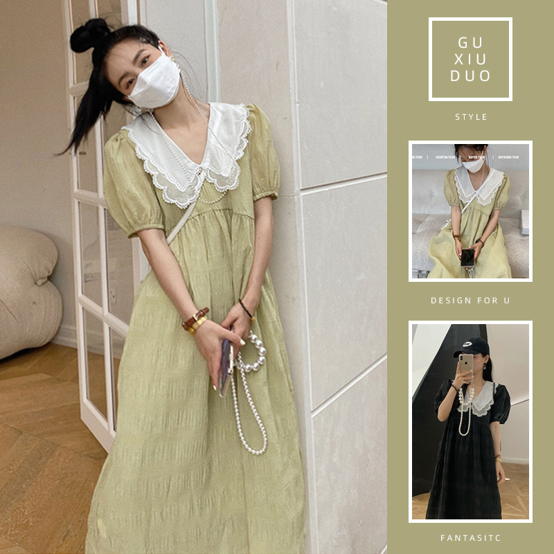 เดรสแขนสั้นมีไซส์L-4XLอก38-47นิ้ว