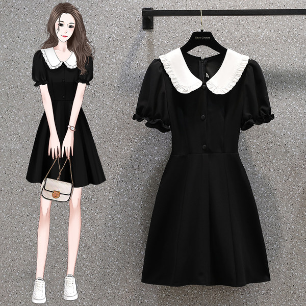 เดรสคนอ้วน เดรสสาวอวบ ชุดเดรสคนอ้วนวัยรุ่นแขนสั้น BY PLUS SIZE Girl