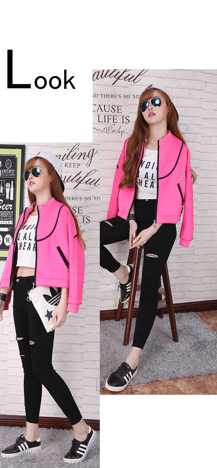 Blouse3708 เสื้อคลุมแจ็กเก็ตแขนยาวแนวสปอร์ตสีพื้น ซิปหน้า ผ้าเนื้อโฟมเนื้อหนานุ่มมีน้ำหนัก บุซับในอย่างดี ผ้าดีงานสวยเหมือนราคาหลักพัน แมทช์กับอะไรก็เข้า สวมใส่ได้ทุกโอกาส มี 2 สี ชมพูช็อคกิ้งพิ้งค์, น้ำเงิน