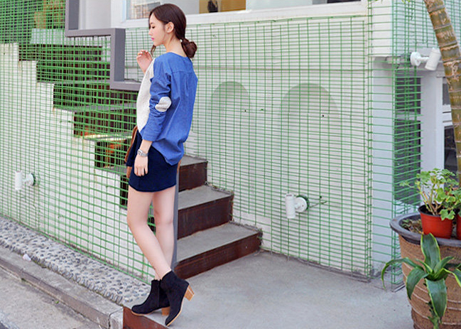 กระโปรงสั้น ผูกเอว สีกรม