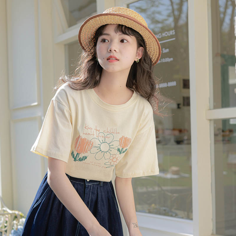 เสื้อผ้าวัยรุ่นเกาหลี เสื้อยืดวัยรุ่นผู้หญิง มีขนาด S M L XL