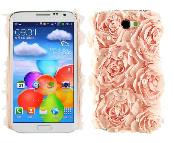 เคสโทรศัพท์ เคส Samsung Galaxy Note 2 N7100 เคสหรู ติดดอกกุหลาบ ติดมุก เคสไฮโซ แบบสวย ไม่ซ้ำใคร น่ารักสุด ๆ 756490