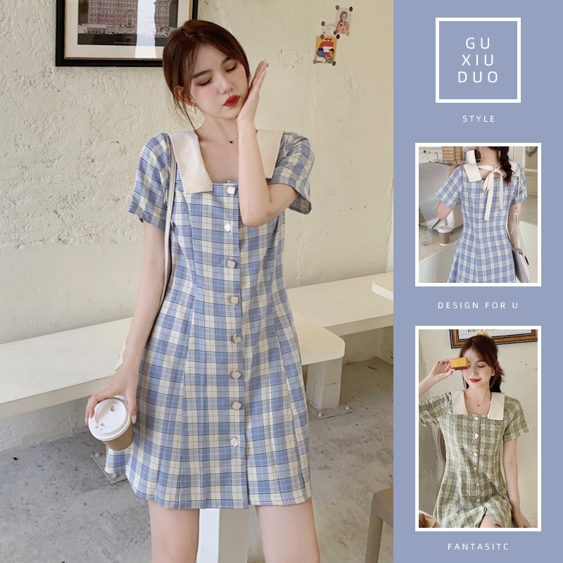 เดรสแขนสั้นมีไซส์L-4XLอก38-47นิ้ว