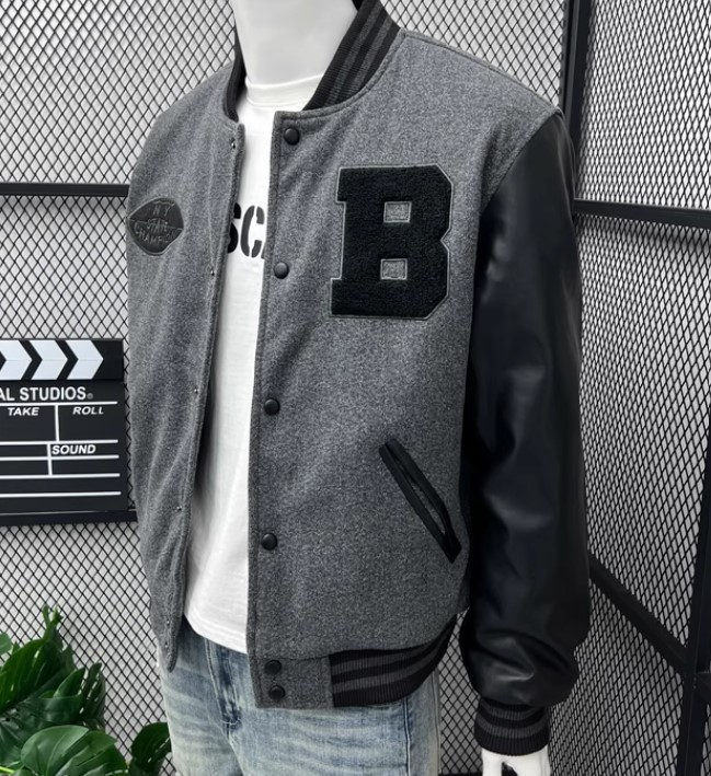 เสื้อแจ็คเก็ต ผู้ชาย ผ้า cotton ผสมหนัง แบบหรูหรา เสื้อ jacket ไฮเอ็นด์ ใส่สวย แบบวัยรุ่น ผู้ดี เท่ ๆ 844964