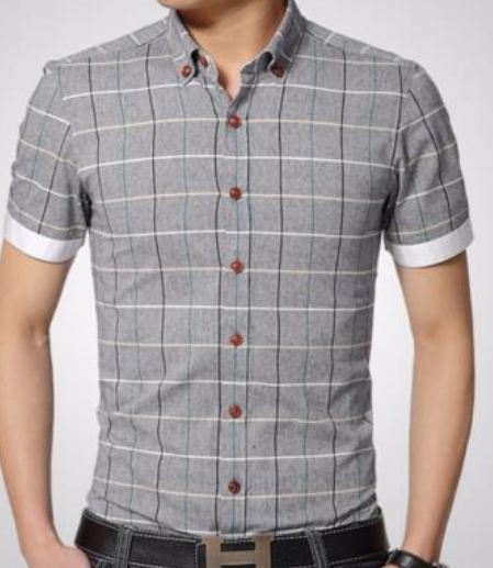 เสื้อเชิ้ตผู้ชาย ใส่ทำงาน เสื้อคอปกแขนสั้น ลายสก๊อต ลายตาราง สี่เหลี่ยม แบบสวย พับแขน อีกสี เสื้อผู้ชาย แบบติดกระดุม ดีไซน์ สวย เข้ารูป 212890