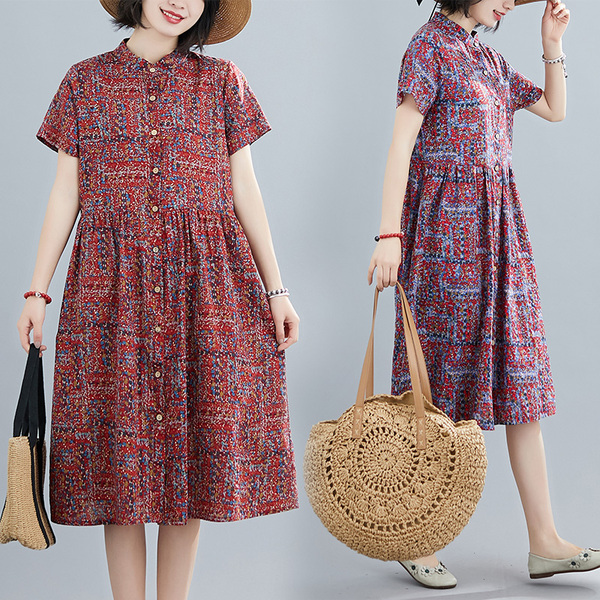 เสื้อผ้าฝ้าย เสื้อผ้าลินิน สไตล์ฤดูร้อน BY Lian Zhi Cotton and linen art สไตล์VINTAGE มีขนาดไซส์อกประมาณ 35-40 นิ้ว