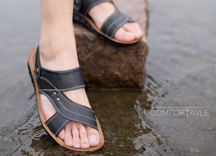 รองเท้าผู้ชาย รองเท้า แบบรัดส้น รองเท้า ใส่เที่ยว เดินป่า เที่ยว ชายทะเล ชายหาด สายรัดหนังแท้ ดีไซน์ แบบผู้ใหญ่ ยืดหยุ่นสูง ใส่สบาย 705830