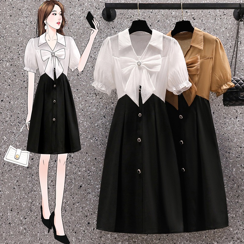 เดรสแขนสั้น มีไซส์ L-4XLอก 38-47 นิ้ว ใส่ได้ทั้งสาวหุ่นดีน่ารักจนถึงสาวอวบพลัสไซส์