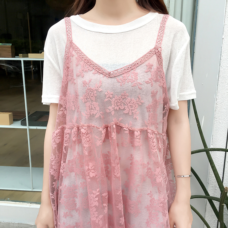 Dress4594 เดรส 2 ชิ้น เดรสลูกไม้ยาวทรงปล่อย+เดรสตัวในผ้าคอตตอนเนื้อดีหนานุ่มยืดหยุ่นสูง งานดีทรงดีลายสวย ดีเทลน่ารักหวานๆ ใส่เก๋ๆ ได้บ่อย มี 2 สี น้ำตาลครีม, ขาวชมพู