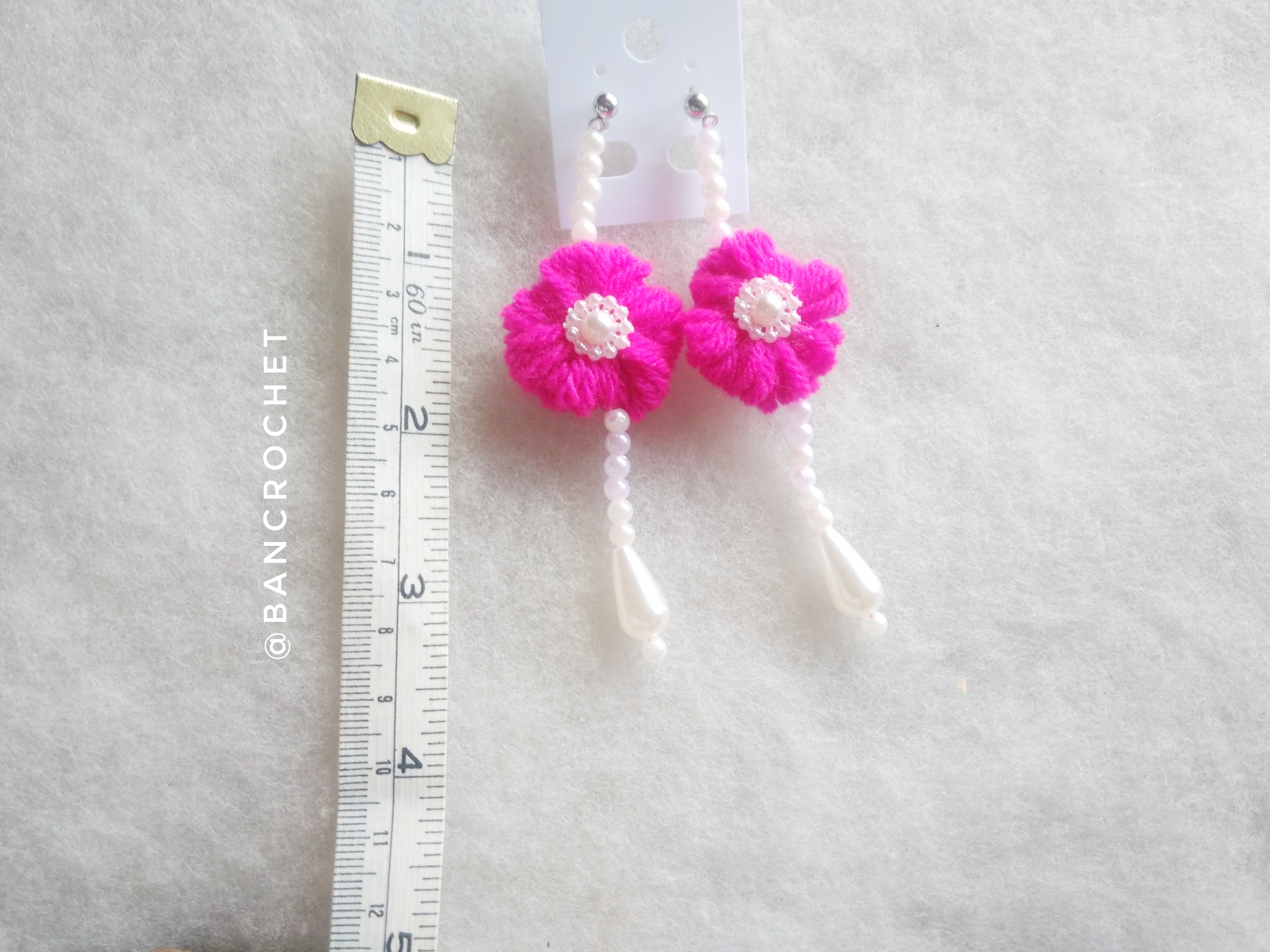 Bancrochet ต่างหูถักโครเชต์ crochet earrings หลากสี 4-6 นิ้ว