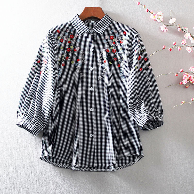 เสื้อลินิน เสื้อผ้าฝ้ายลินิน เสื้อเชิ้ตผ้าลินิน ปักลายสวยๆด้วยด้าย สไตล์VINTAGE
