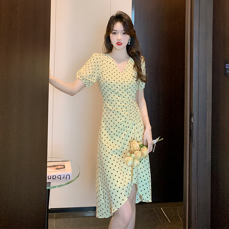 เดรสลูกไม้ เดรสชีฟองสวยๆ แขนสั้น By Meiyi women's clothing