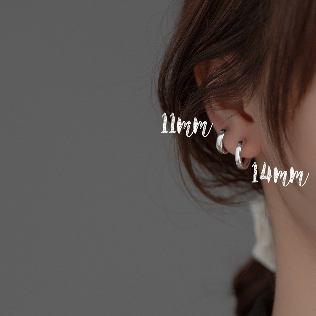 ต่างหูเงินแท้ S925 รุ่น Cozy ต่างหูห่วงเรียบเงินแท้ทั้งชิ้น ขอบเหลี่ยม Silver925 ต่างหูผู้ชาย