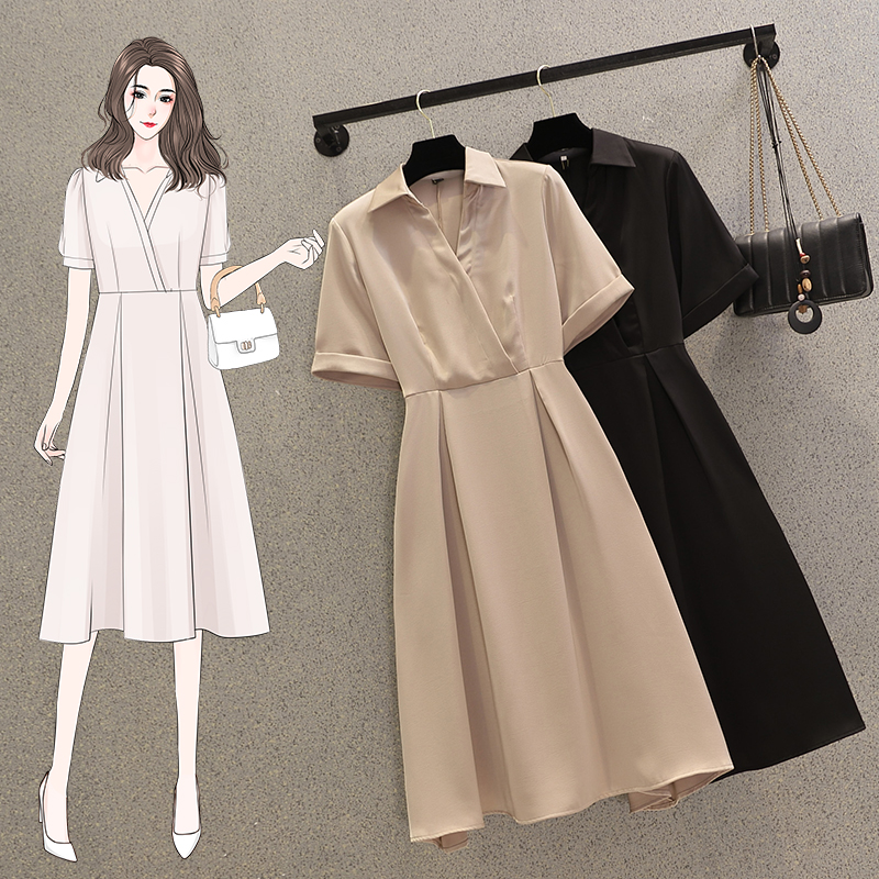 เดรสแขนสั้น มีไซส์ L-4XLอก 38-47 นิ้ว ใส่ได้ทั้งสาวหุ่นดีน่ารักจนถึงสาวอวบพลัสไซส์