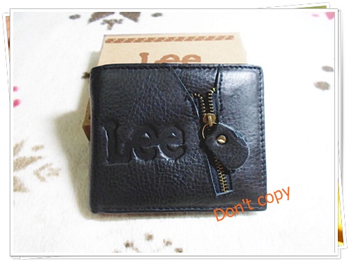 กระเป๋าสตางค์ผู้ชายหนังแท้ Lee สีดำ หน้าแต่งซิป lb001